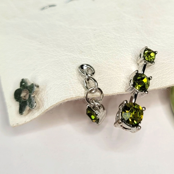 NWT Free People Le Jardin Hoop Earring Set Peridot - Picture 3 of 4